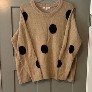 Madewell Tan and Black Polka Dot Sweater